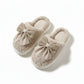 Plush Mule House Slippers with Valentine Oversized Bow Accent and Soft Cushioned Footbed