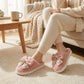 Plush Mule House Slippers with Valentine Oversized Bow Accent and Soft Cushioned Footbed