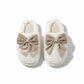 Plush Mule House Slippers with Valentine Oversized Bow Accent and Soft Cushioned Footbed