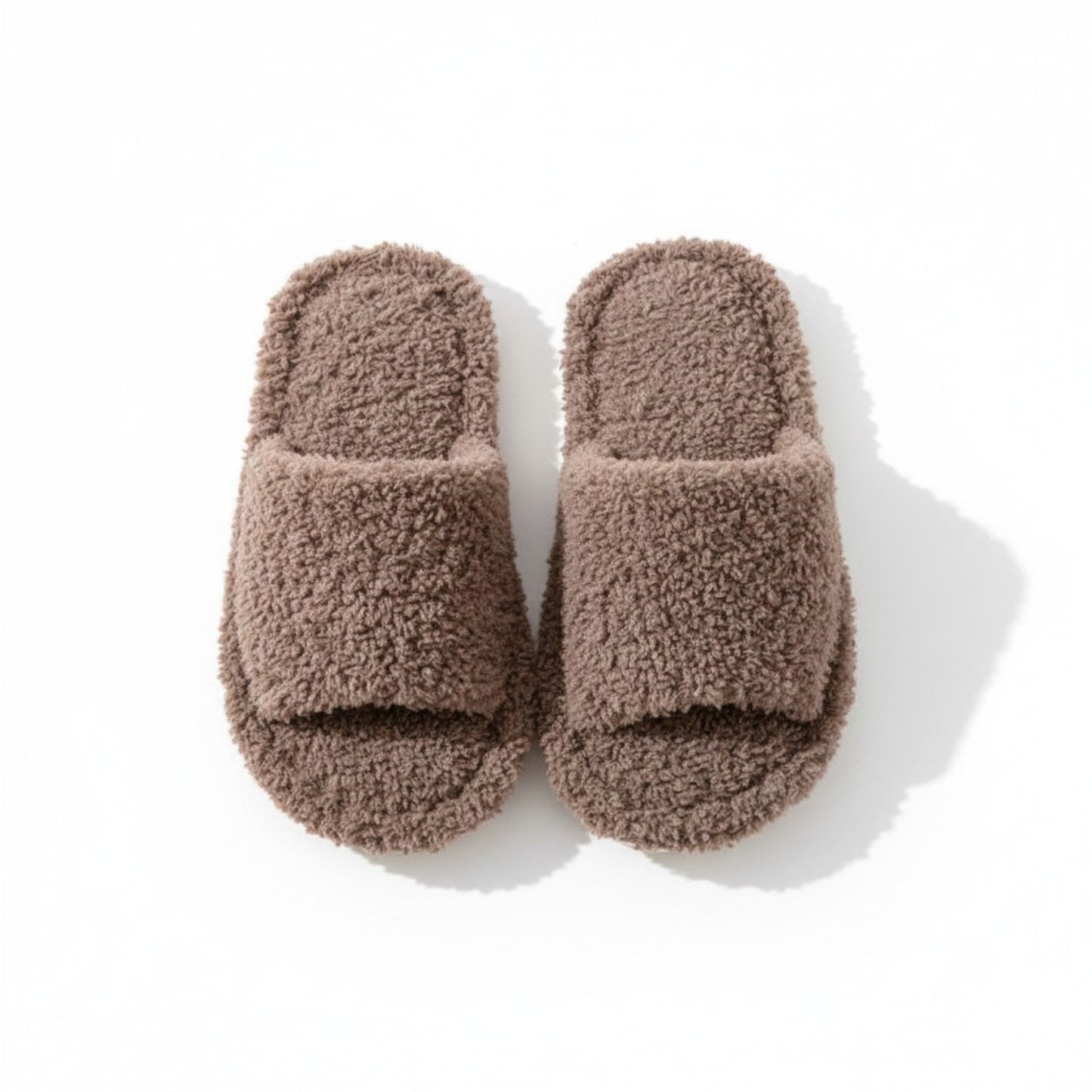 Plush Slide House Slippers with Soft Textured Upper and Cushioned Comfort Footbed