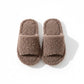 Plush Slide House Slippers with Soft Textured Upper and Cushioned Comfort Footbed
