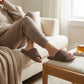 Plush Slide House Slippers with Soft Textured Upper and Cushioned Comfort Footbed