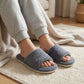 Plush Slide House Slippers with Soft Textured Upper and Cushioned Comfort Footbed