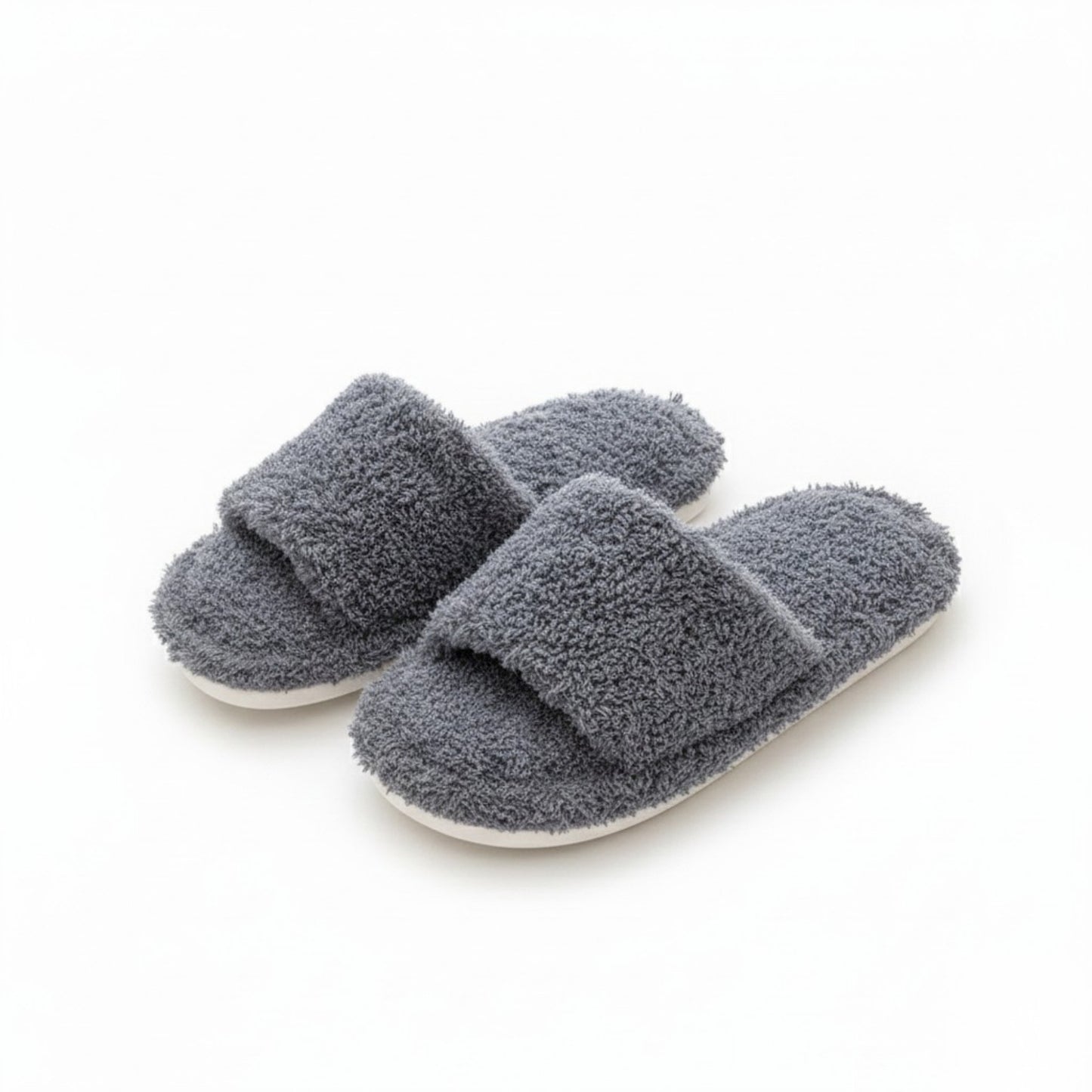 Plush Slide House Slippers with Soft Textured Upper and Cushioned Comfort Footbed