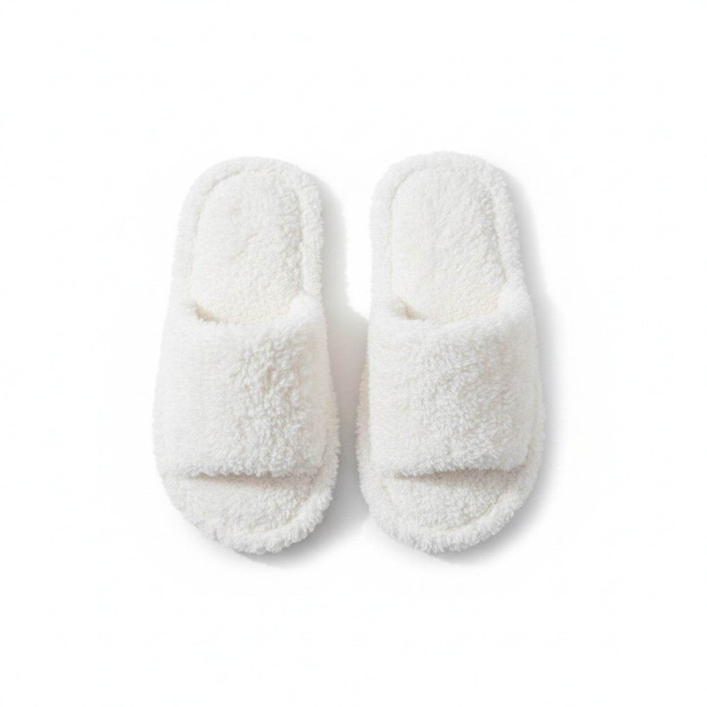 Plush Slide House Slippers with Soft Textured Upper and Cushioned Comfort Footbed