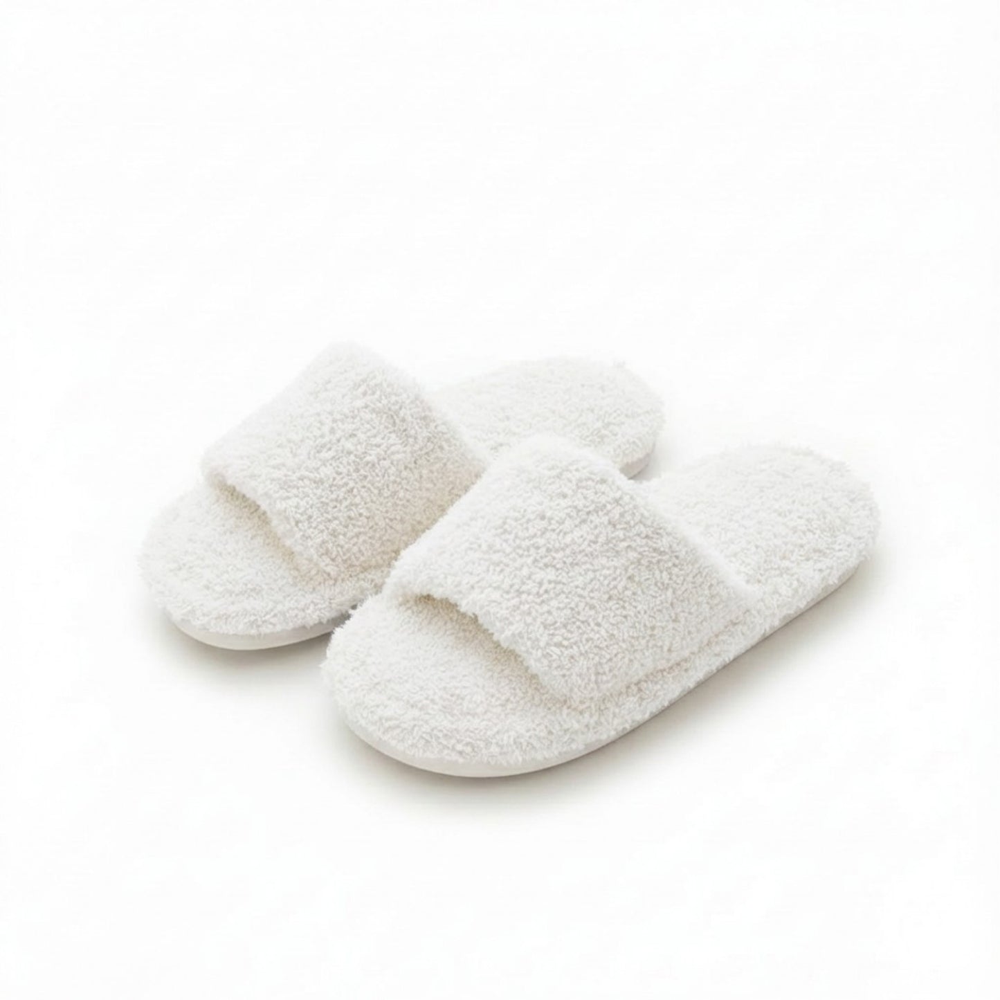 Plush Slide House Slippers with Soft Textured Upper and Cushioned Comfort Footbed