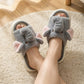 Plush Animal Slide House Slippers with Elephant Design and Soft Cushioned Footbed