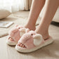 Plush Animal Slide House Slippers with Elephant Design and Soft Cushioned Footbed