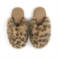 Plush Leopard Print Faux Fur Mule Slippers with Cushioned Footbed