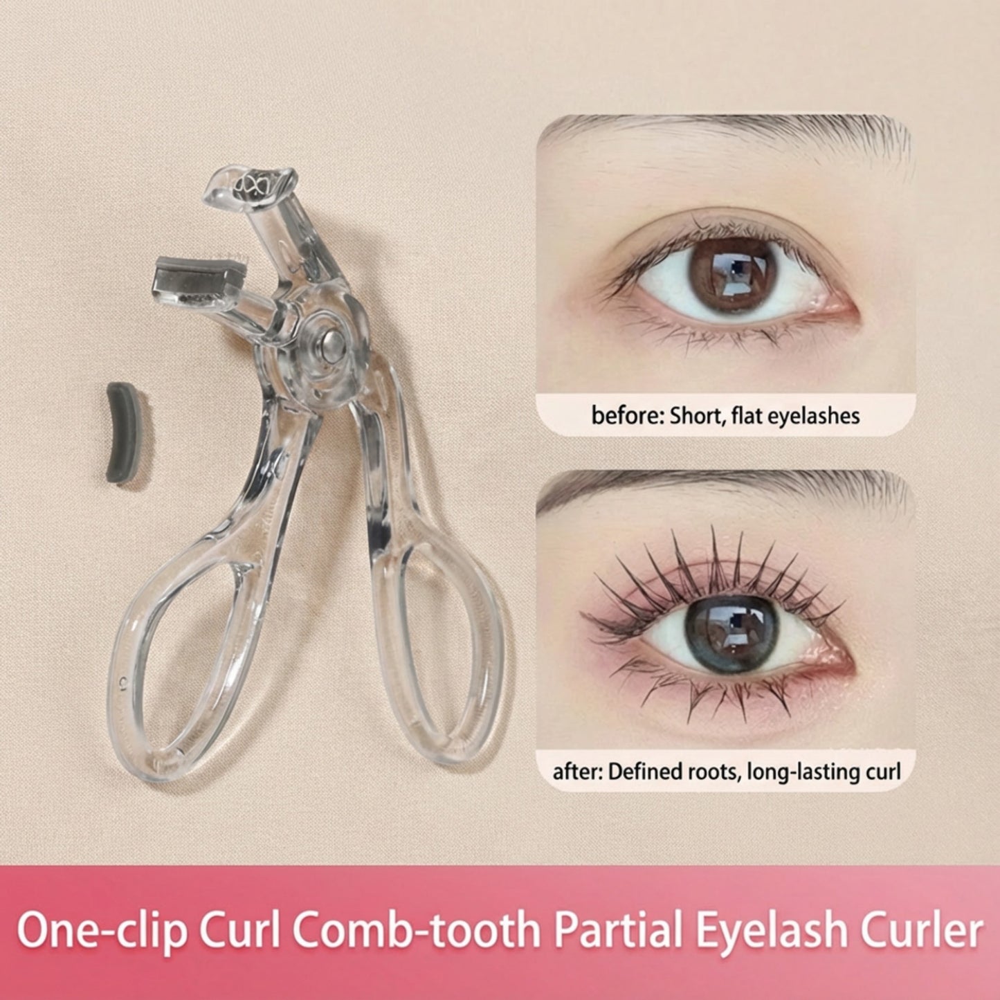 Clear Eyelash Curler 3pcs Set with Ergonomic Grip and Gentle Lash Curling Design
