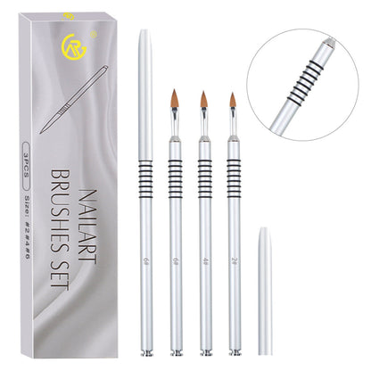 3-Piece Nail Art Brush Set with Pointed Detail Tips for Acrylic Gel Application and Precision Design