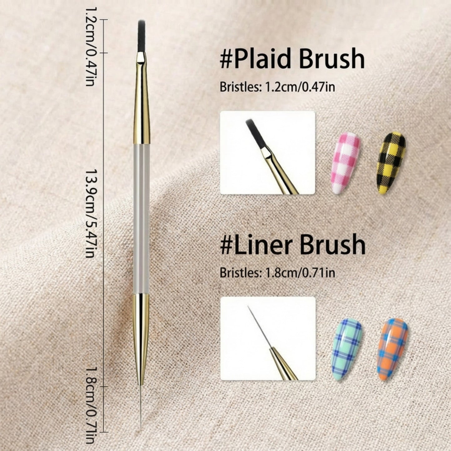 5-Piece Nail Art Brush Set with Flat Gel Brush Angled Detail Brush Fine Liner and Precision Needle Tool