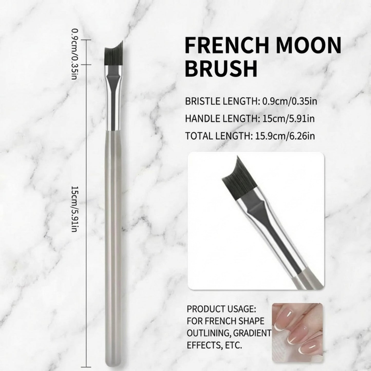 5-Piece Nail Art Brush Set with Flat Gel Brush Angled Detail Brush Fine Liner and Precision Needle Tool