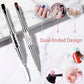 Dual-Ended Rhinestone Nail Art Brush Set with Flat Gel Brush Precision Liner and Spatula Tool