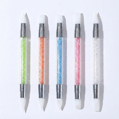5-Piece Silicone Nail Art Tool Set with Dual-Ended Tips for Gel Sculpting Detailing and Nail Design
