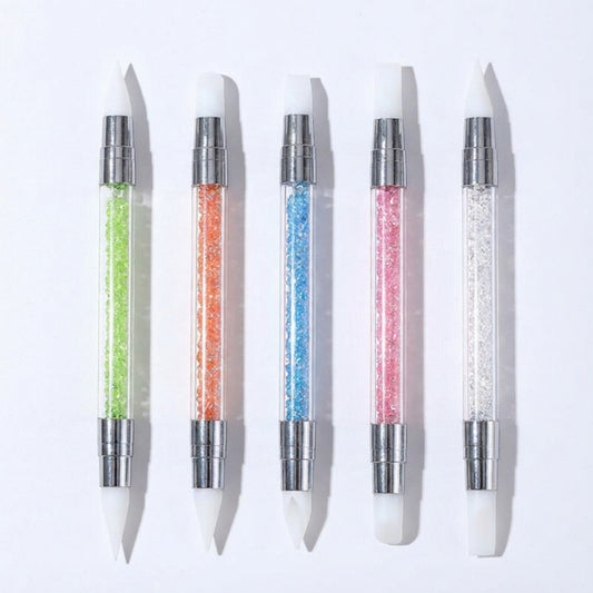 5-Piece Silicone Nail Art Tool Set with Dual-Ended Tips for Gel Sculpting Detailing and Nail Design