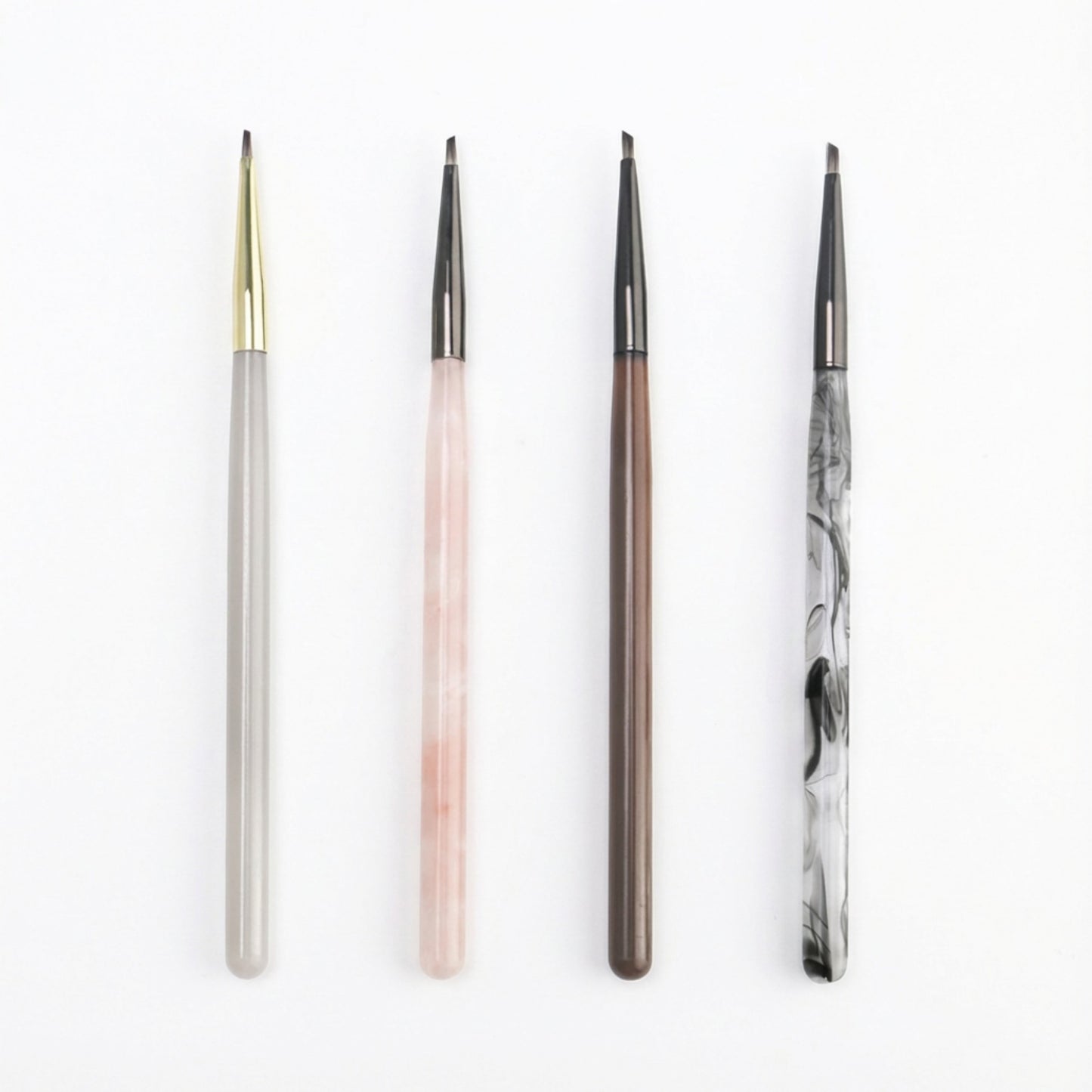 4-Piece Angled Nail Art Brush Set with Slim Handles and Precision Liner Tips for Gel Acrylic and Nail Design
