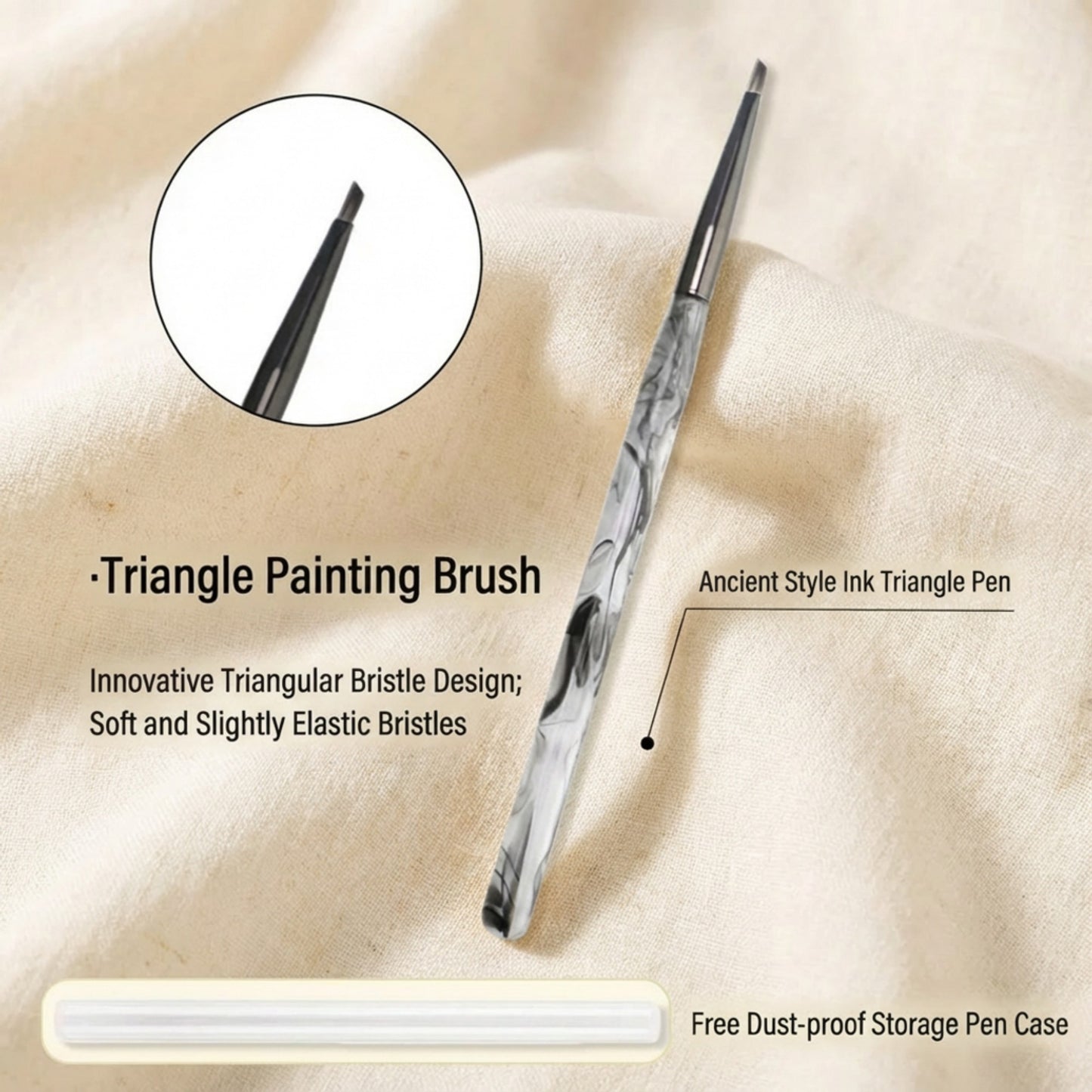 4-Piece Angled Nail Art Brush Set with Slim Handles and Precision Liner Tips for Gel Acrylic and Nail Design