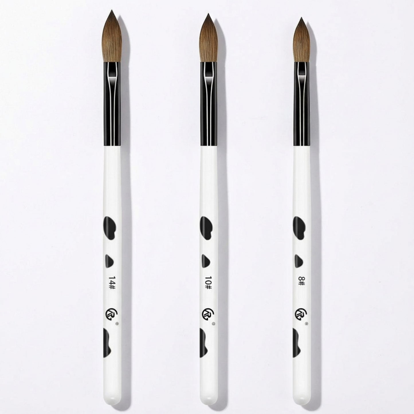 3-Piece Nail Art Brush Set with Smooth Acrylic Handles and Precision Tips for Gel Acrylic and Nail Design