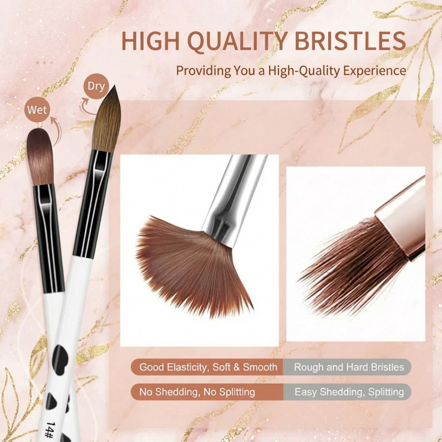 3-Piece Nail Art Brush Set with Smooth Acrylic Handles and Precision Tips for Gel Acrylic and Nail Design