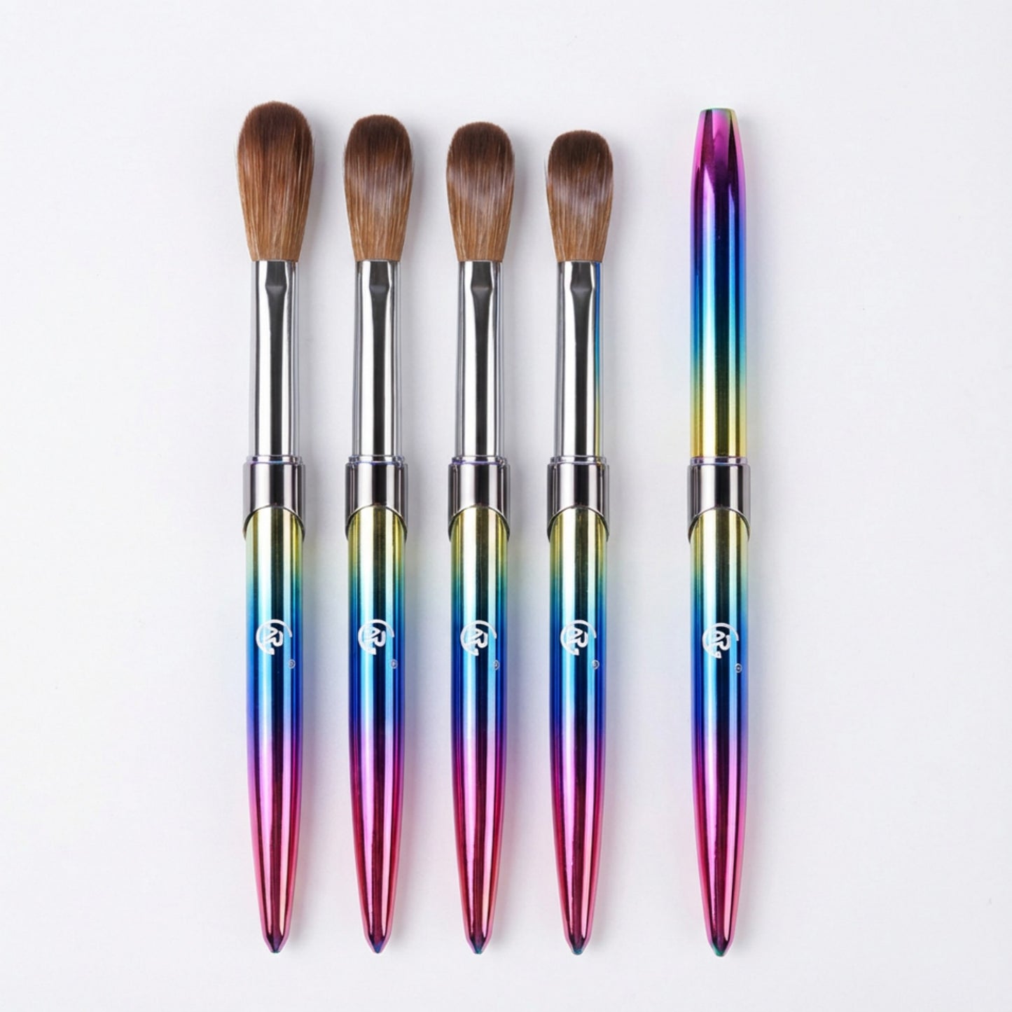 4-Piece Nail Art Brush Set with Gradient Metal Handles and Precision Tips for Gel Acrylic and Nail Design