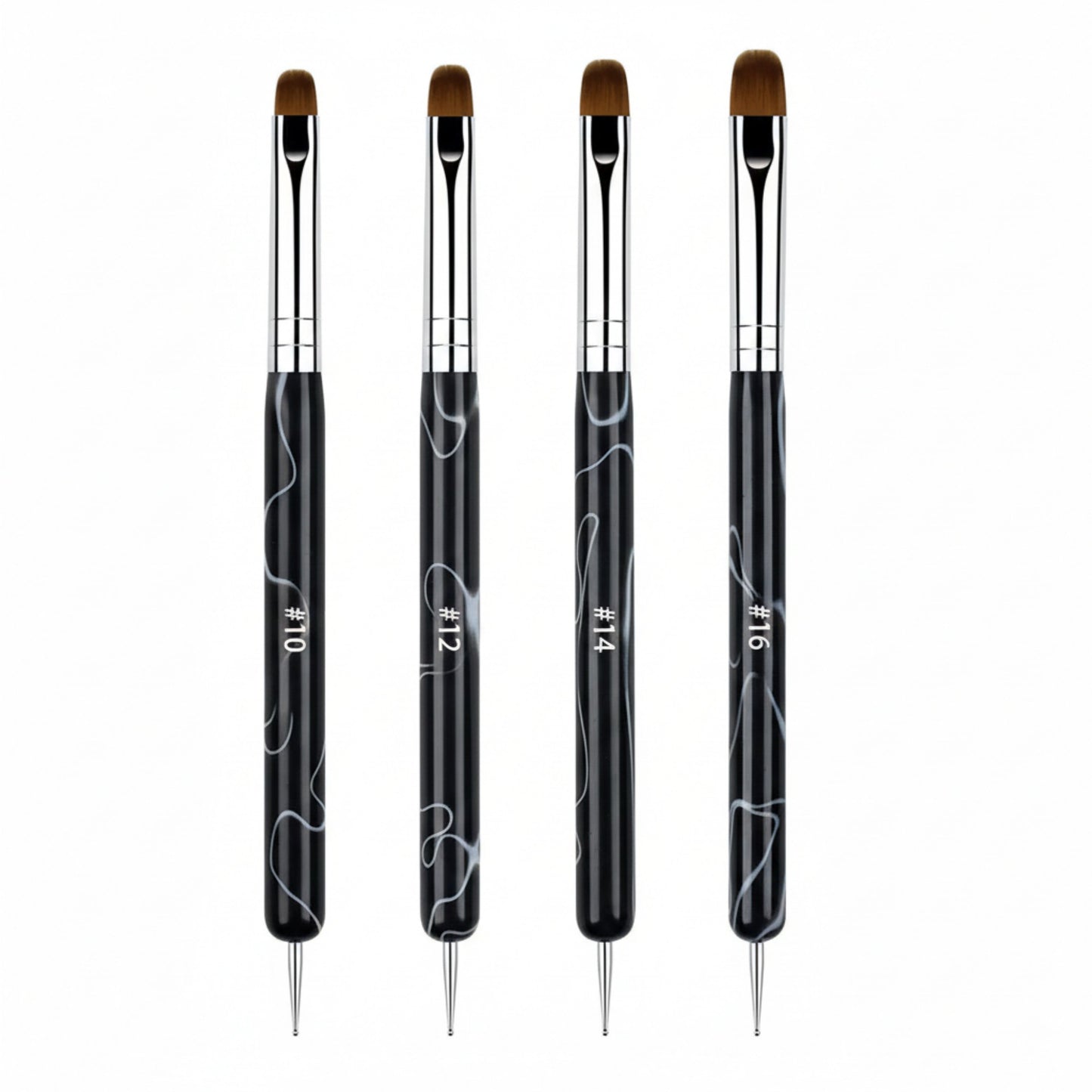 4-Piece Nail Art Brush Set with Dual-Ended Precision Tips for Gel Acrylic and Detail Design