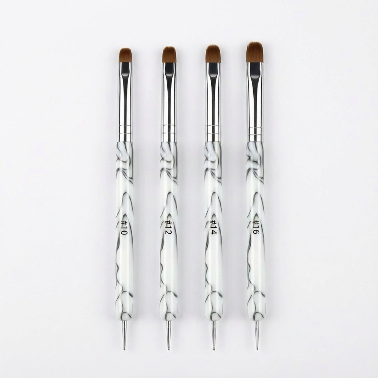 4-Piece Nail Art Brush Set with Dual-Ended Precision Tips for Gel Acrylic and Detail Design
