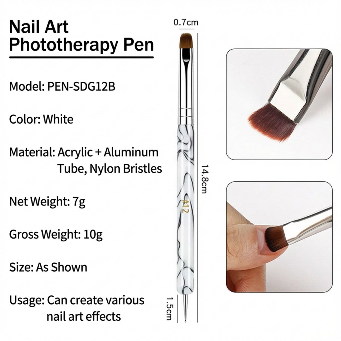 4-Piece Nail Art Brush Set with Dual-Ended Precision Tips for Gel Acrylic and Detail Design