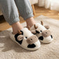 Lounge Women¡¯s Plush Cow Character Slide Slippers with Soft Faux Fur Texture and Cushioned Footbed
