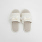 Lounge Women¡¯s Textured Slide Slippers with Valentine Lace Trim Bow Detail and Cushioned Footbed