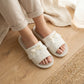 Lounge Women¡¯s Textured Slide Slippers with Valentine Lace Trim Bow Detail and Cushioned Footbed