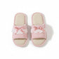 Lounge Women¡¯s Textured Slide Slippers with Valentine Lace Trim Bow Detail and Cushioned Footbed