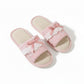 Lounge Women¡¯s Textured Slide Slippers with Valentine Lace Trim Bow Detail and Cushioned Footbed