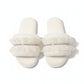 Lounge Women¡¯s Plush Slide Slippers with Sheer Polka Dot Ruffle Strap and Cushioned Footbed