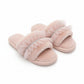 Lounge Women¡¯s Plush Slide Slippers with Sheer Polka Dot Ruffle Strap and Cushioned Footbed