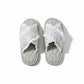 Lounge Women¡¯s Floral Print Slide Slippers with Valentine Ruffle Trim and Cushioned Quilted Footbed