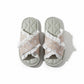Lounge Women¡¯s Floral Print Slide Slippers with Valentine Ruffle Trim and Cushioned Quilted Footbed