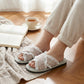 Lounge Women¡¯s Floral Print Slide Slippers with Valentine Ruffle Trim and Cushioned Quilted Footbed