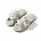 Lounge Women¡¯s Floral Print Slide Slippers with Valentine Ruffle Trim and Cushioned Quilted Footbed