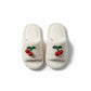 Lounge Women¡¯s Plush Open-Toe Slide Slippers with Valentine Soft Fleece Texture and Cherry Applique Detail