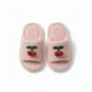Lounge Women¡¯s Plush Open-Toe Slide Slippers with Valentine Soft Fleece Texture and Cherry Applique Detail