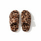 Lounge Women¡¯s Leopard Print Faux Fur Slide Slippers with Cushioned Footbed and Indoor Outdoor Sole