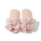 Plush Slide House Slippers with Valentine Ruffled Bow Detail and Cushioned Footbed
