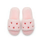 Plush Slide House Slippers with Valentine Heart Pattern Upper and Cushioned Footbed