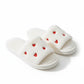 Plush Slide House Slippers with Valentine Heart Pattern Upper and Cushioned Footbed