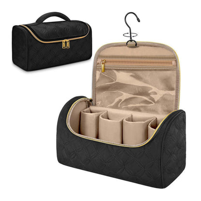 Hanging Toiletry Organizer Travel Case with Hook Structured Compartments Zippered Pockets and Carry Handle