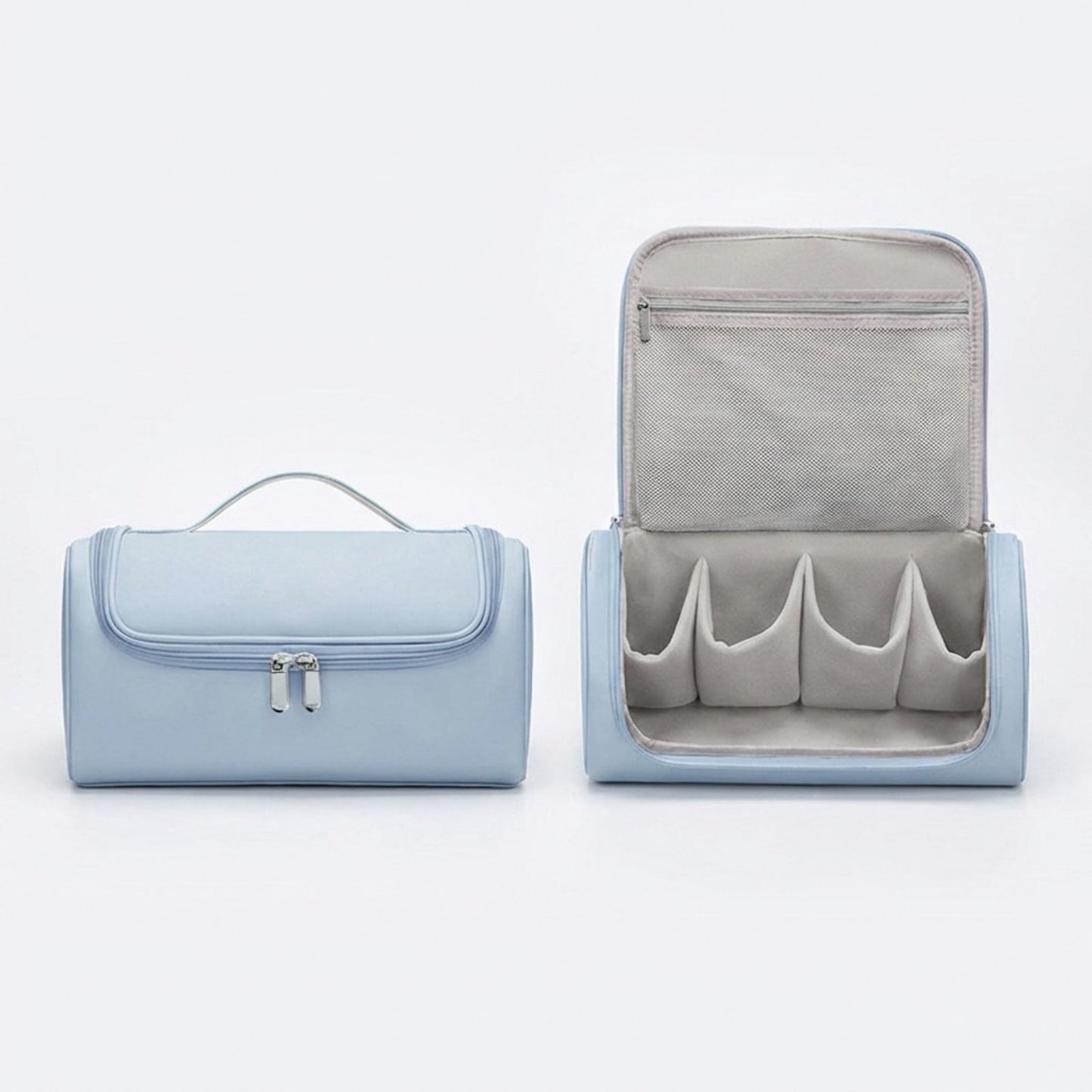 Portable Makeup Organizer Case with Multiple Compartments and Top Handle