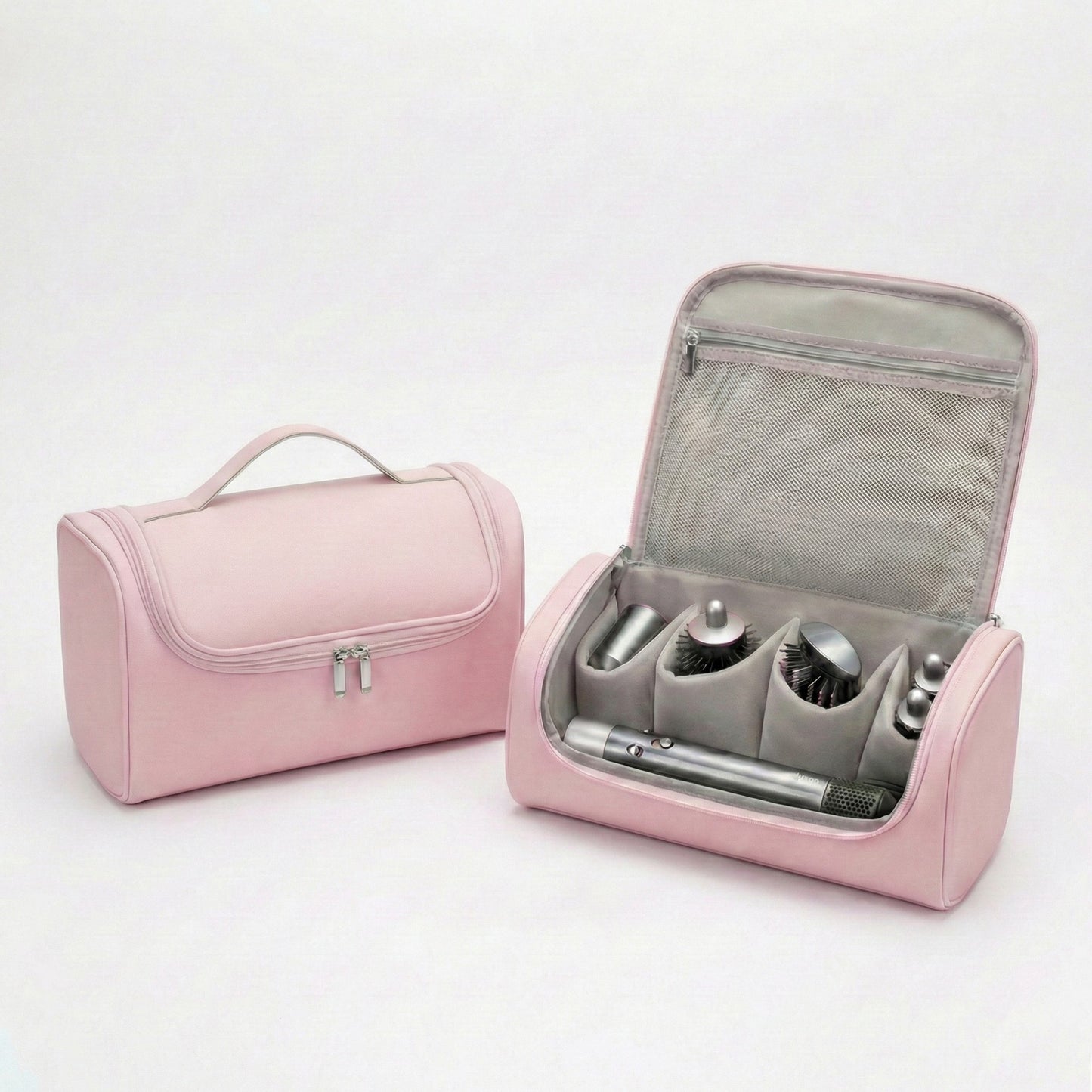 Portable Makeup Organizer Case with Multiple Compartments and Top Handle