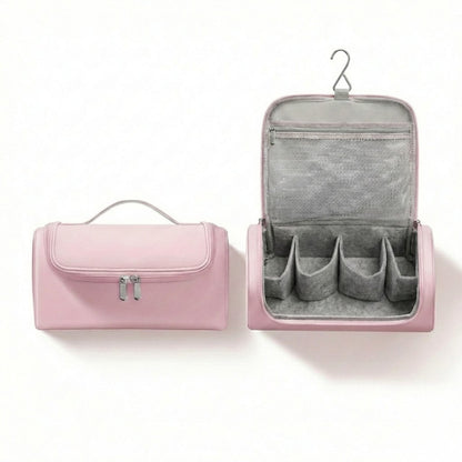 Portable Makeup Organizer Case with Multiple Compartments and Top Handle