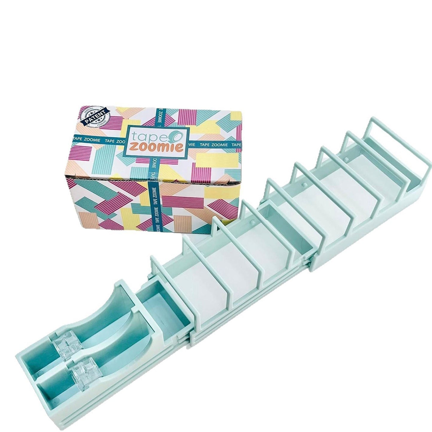 Expandable Tape Organizer and Dispenser Rack with Multiple Compartments